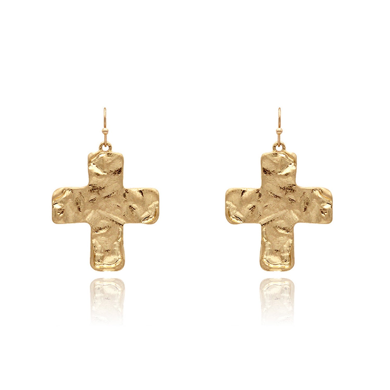 Chunky Hammered Cross Earrings