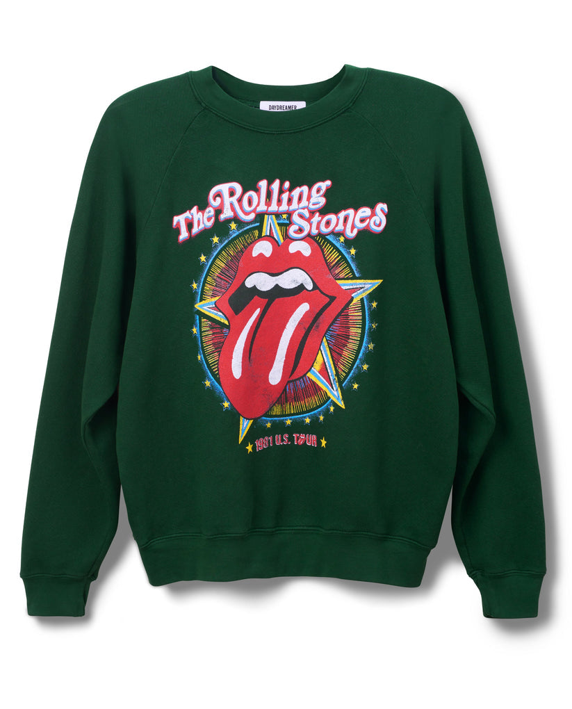 Rolling Stones US Tour 1981 Vintage Sweatshirt - vintage green