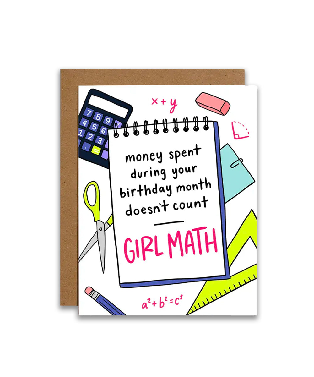 Girl Math Birthday Card