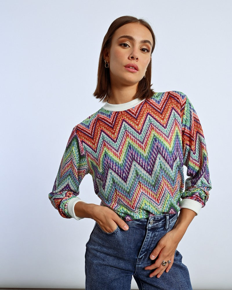 MULTICOLOR KNIT SWEATSHIRT