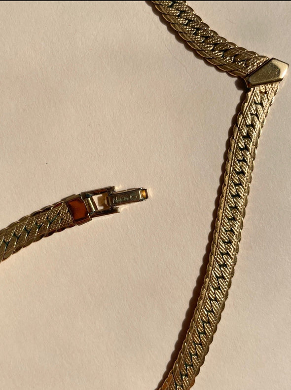 Vintage Gold Toned V Shaped Necklace
