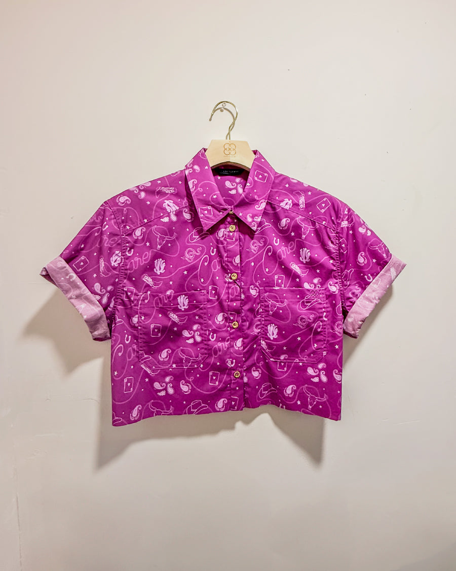 Basic Preslie Poplin Cropped Shirt All Over Western