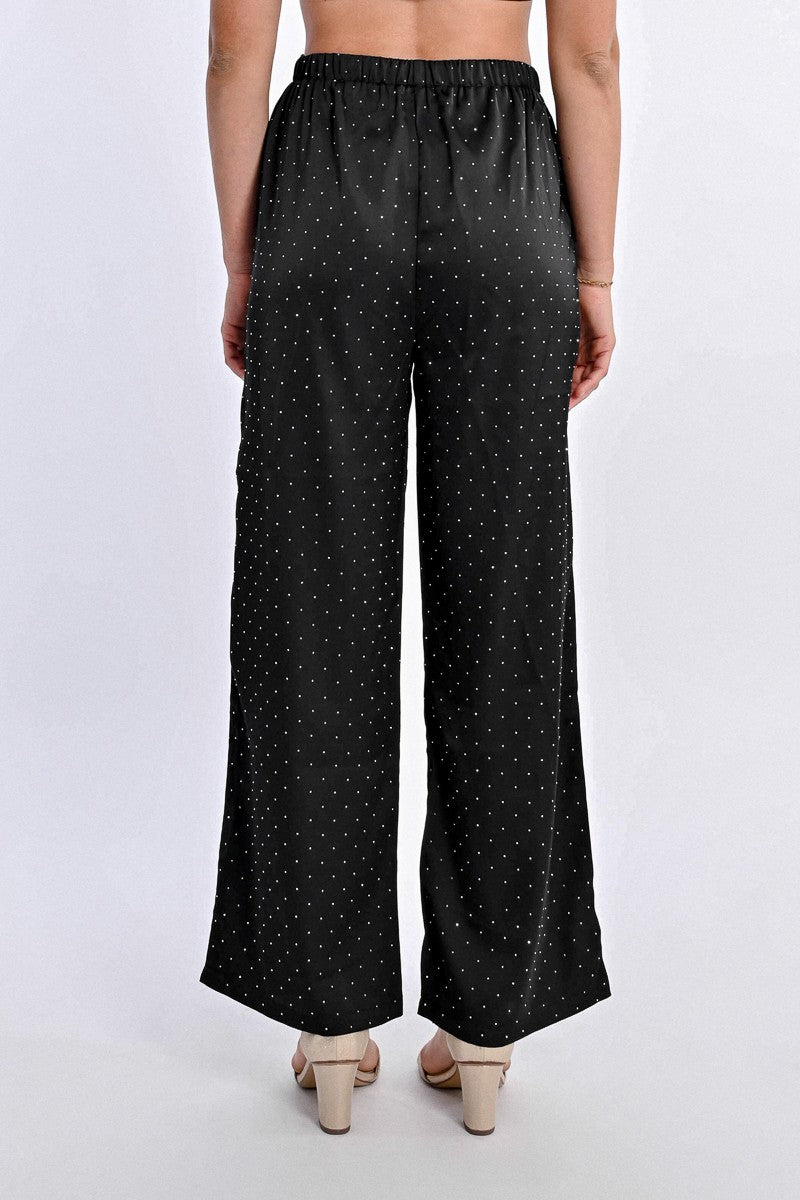 RHINESTONE SATIN PANTS