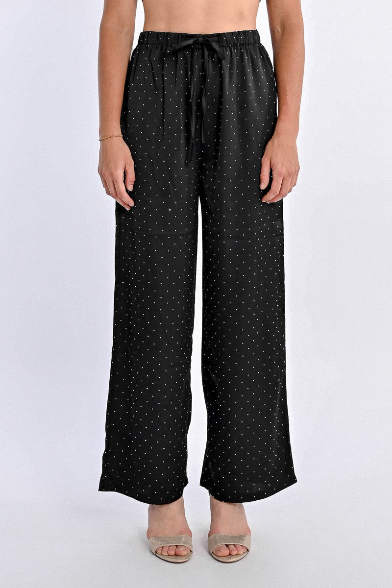 RHINESTONE SATIN PANTS