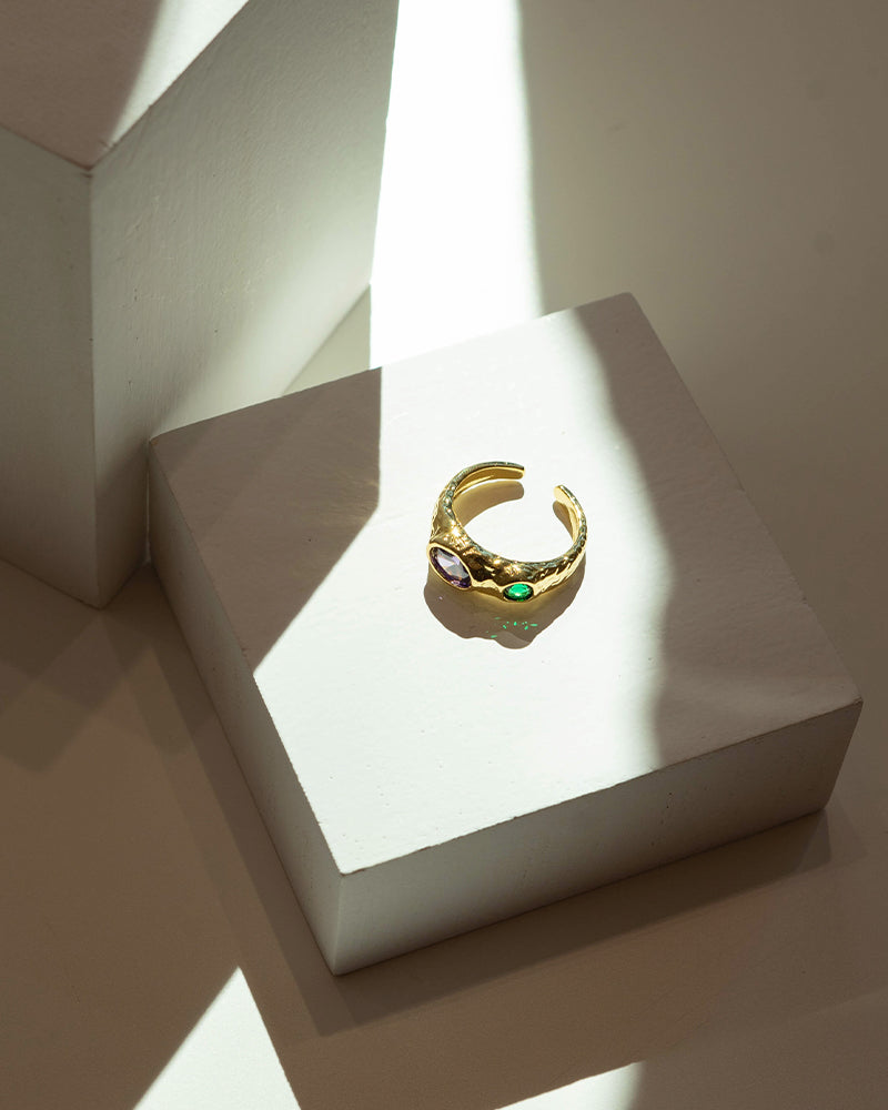 Dual Gem Gold Ring