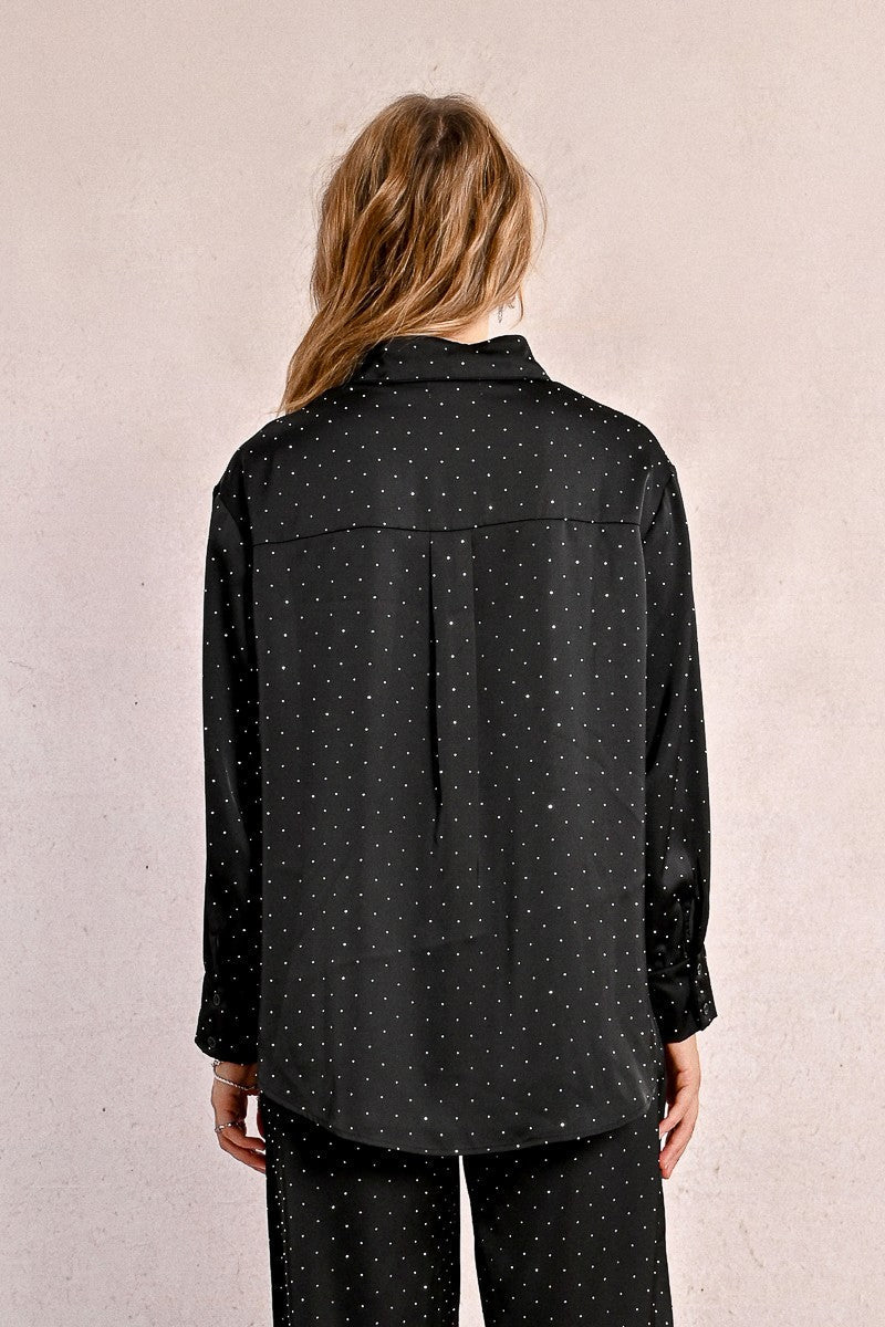 SATIN BLOUSE WITH RHINESTONES