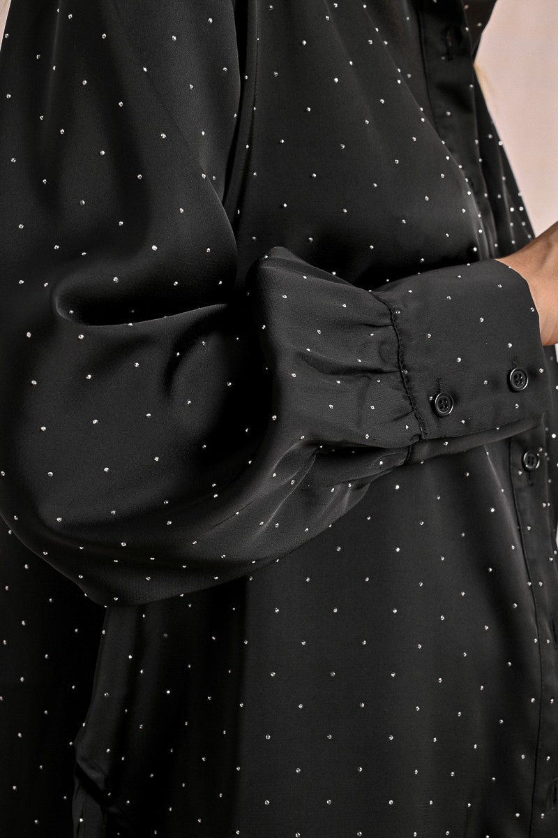 SATIN BLOUSE WITH RHINESTONES