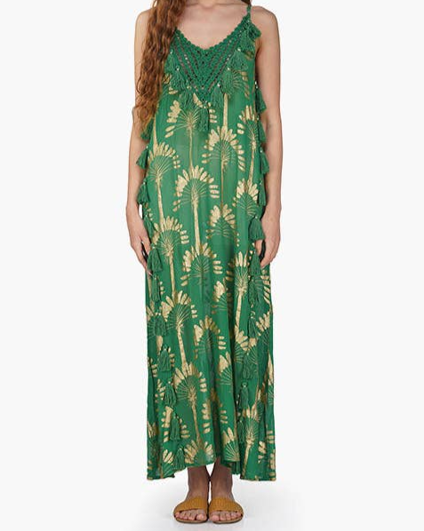 Palm Tassel Maxi Dress