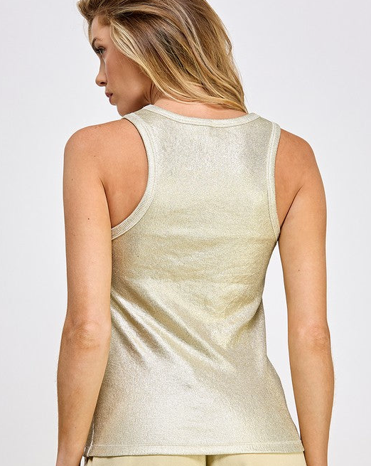 Metallic Ribbed Top