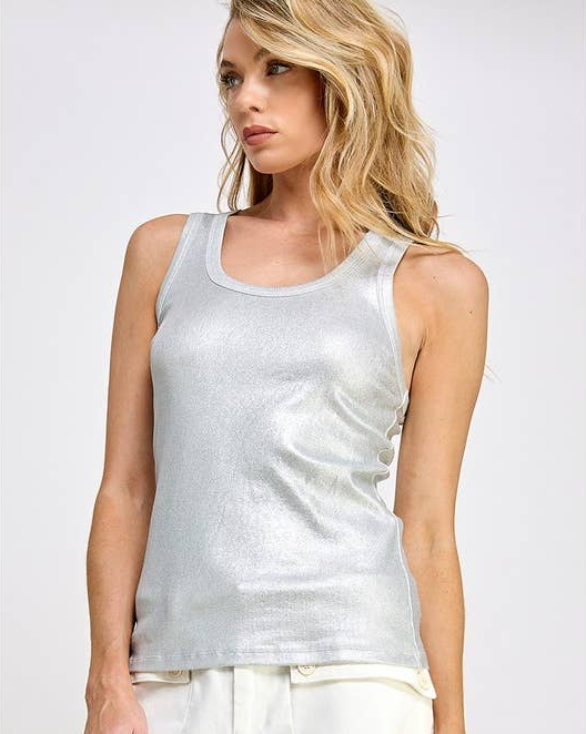 Metallic Ribbed Top