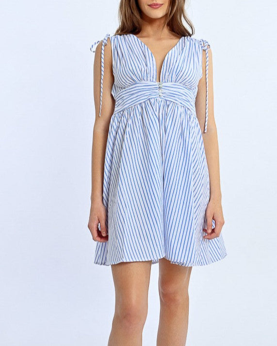 SHORT IRIDESCENT STRIPED DRESS