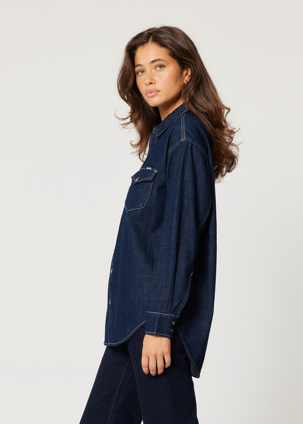 Dark Rinse Oversized Denim Shirt