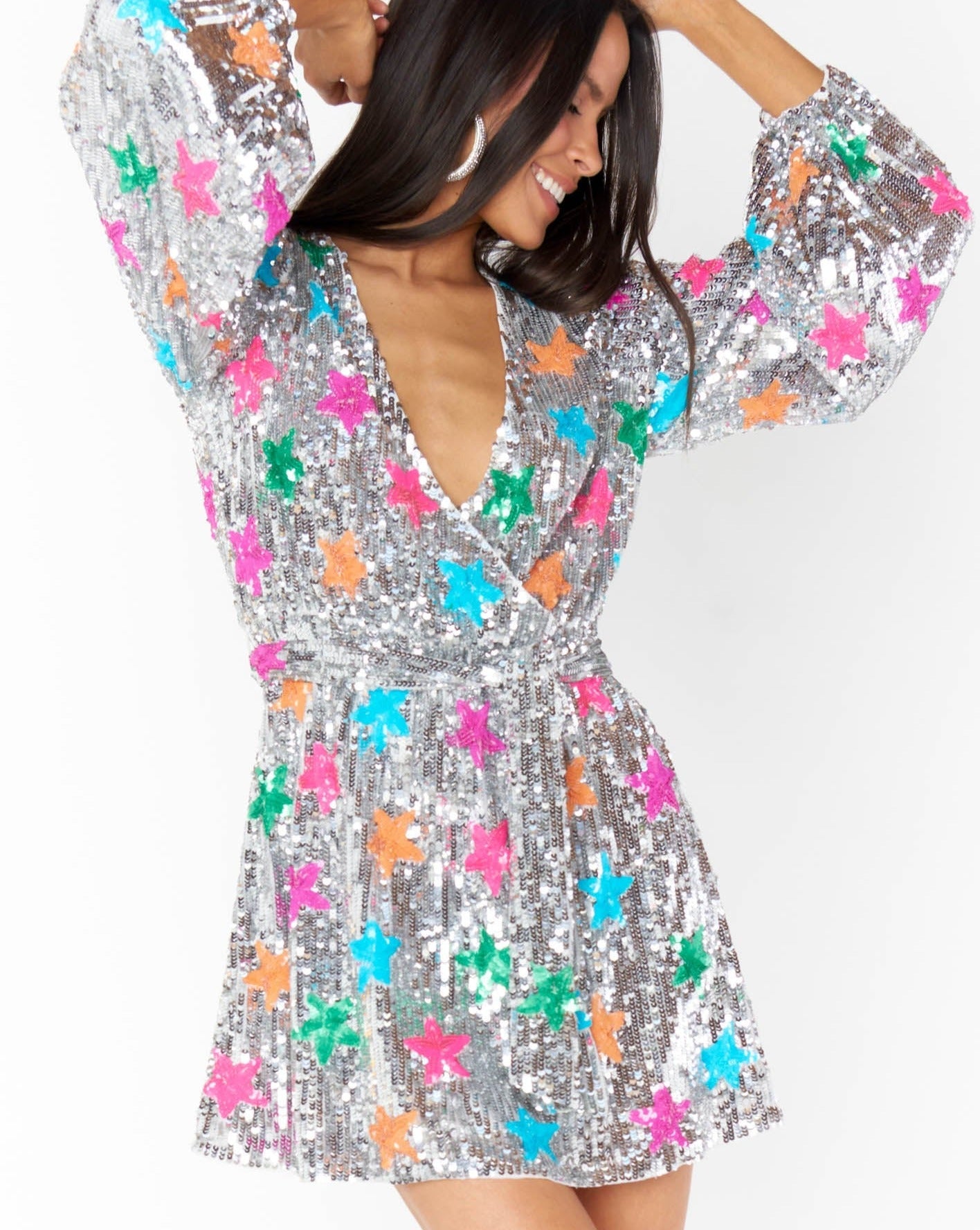 Wear Me Out Dress Rainbow Star Sequins