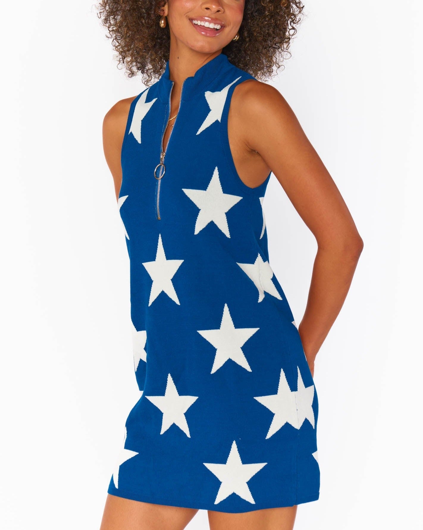 Zoe Zip Dress Navy Stars Knit