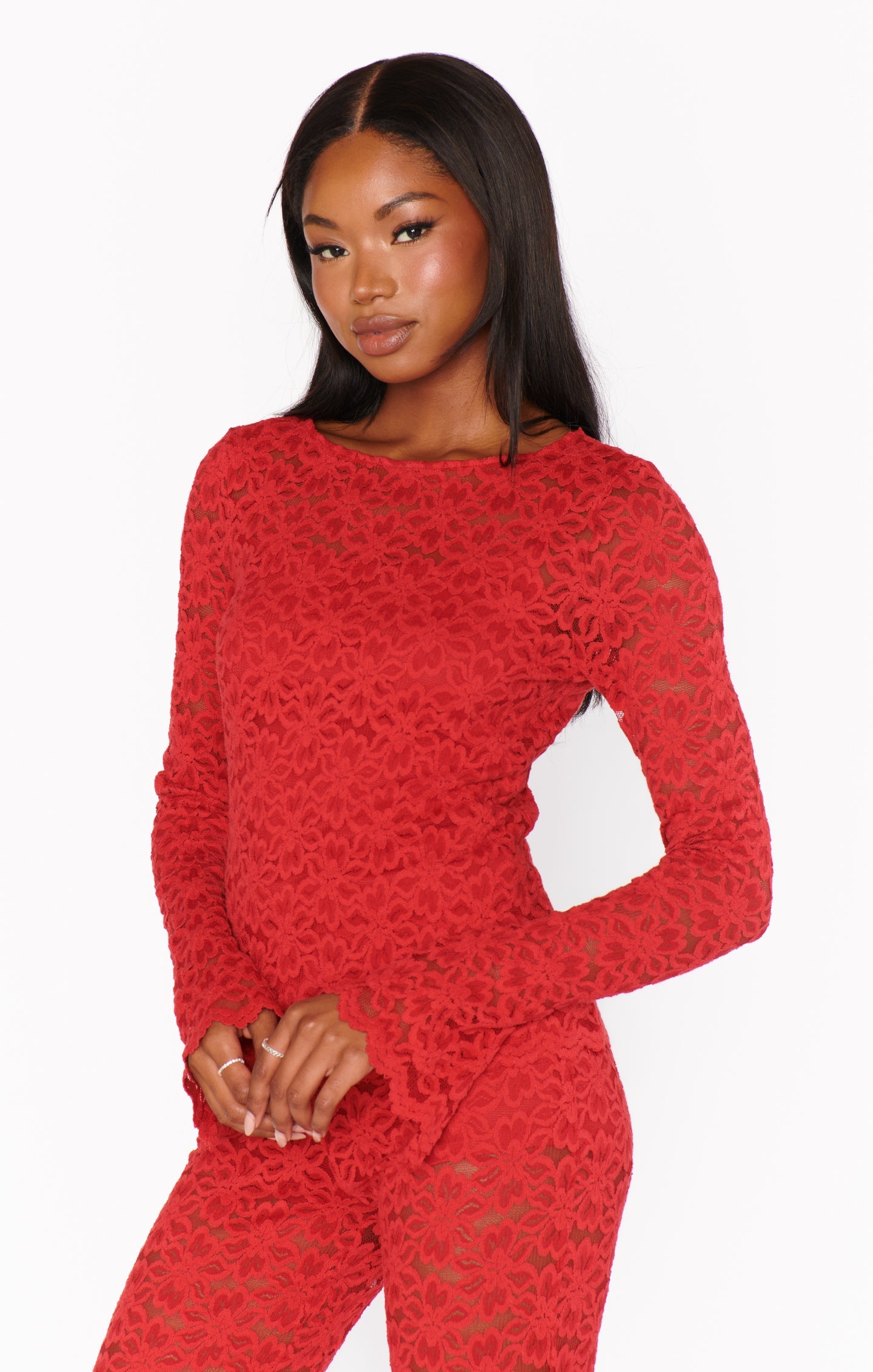 Bowie Top Radiant Red Lace