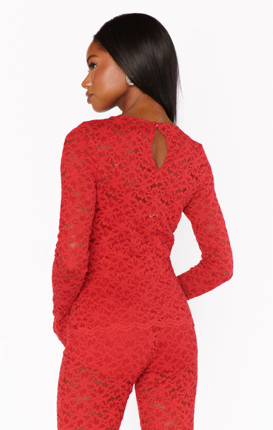 Bowie Top Radiant Red Lace