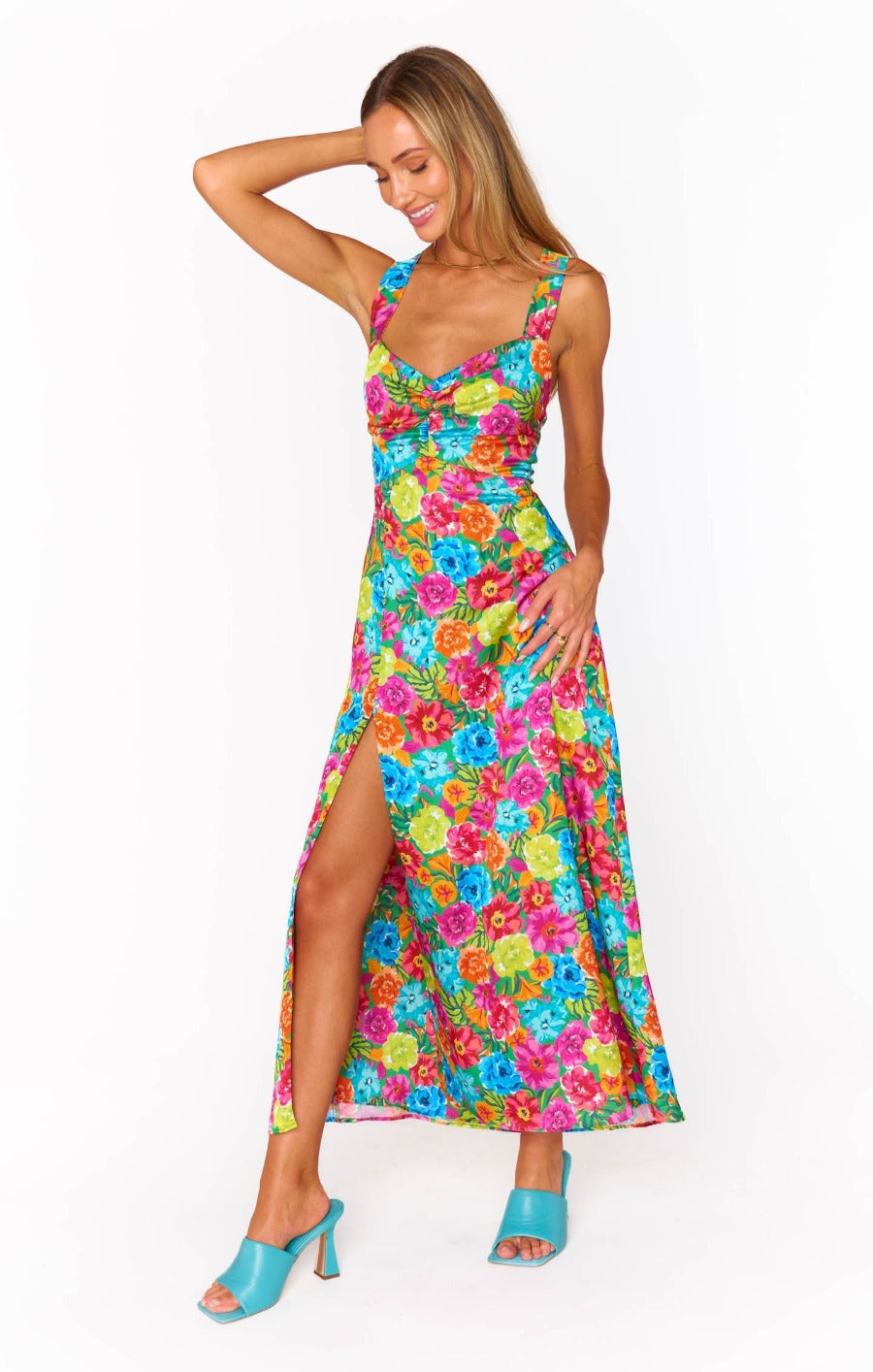 Mina Midi Dress Bright Floral Soiree