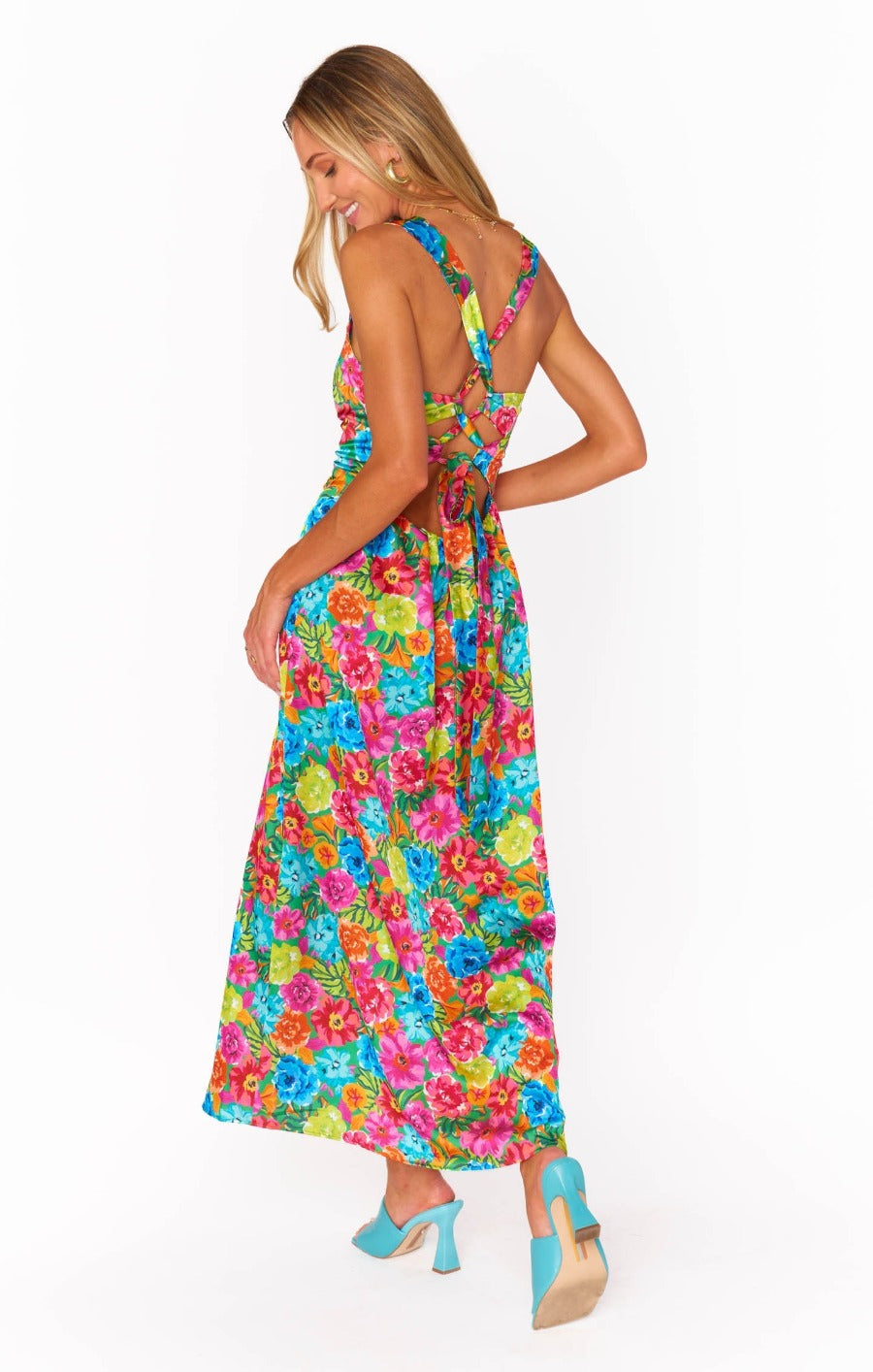 Mina Midi Dress Bright Floral Soiree