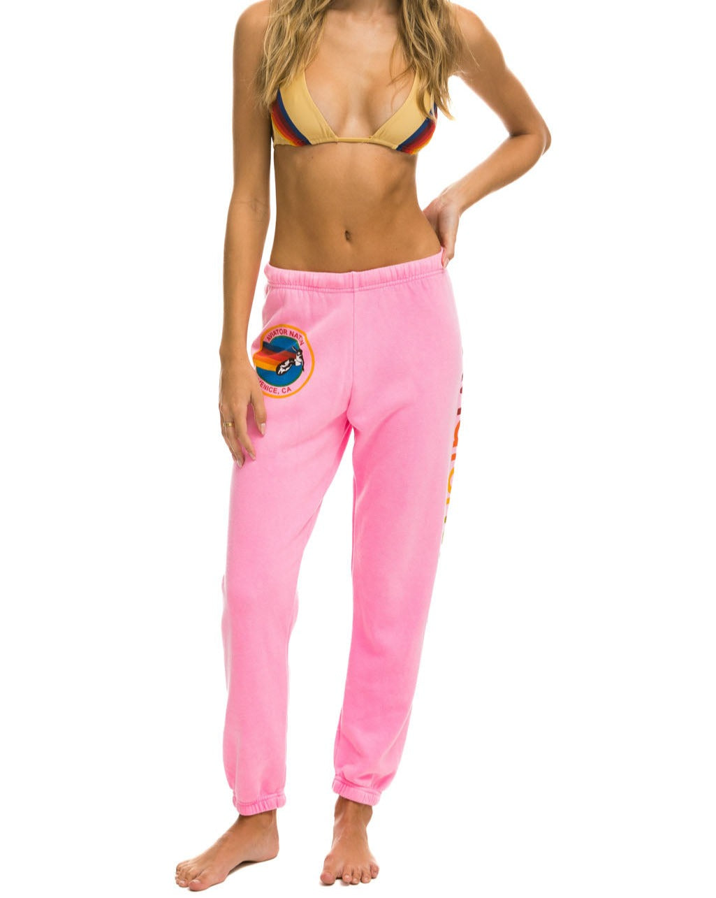 AVIATOR NATION SWEATPANTS - NEON PINK 3